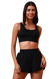 AXTZH Lightweight Outer Shorts Featuring Side Slits and Effortless Comfort-X0116-BLACK-ODF