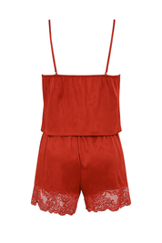 AXTZH  2-Piece Satin Nightwear with Shorts X6468-SCARLET-A4S
