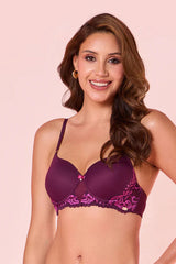 ENAMOR BRA F194 Plum Swill Padded Wired High Coverage Glam Wave Smooth Bra