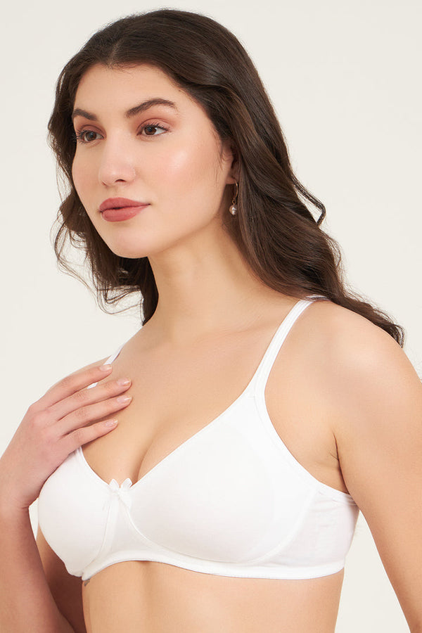 JOCKEY-1722 White Wirefree Non Padded Super Combed Cotton Elastane Stretch Medium Coverage Everyday with Concealed Shaper Panel