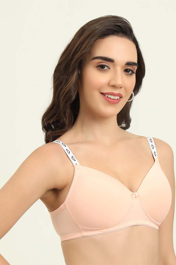 SLUUW BRA-SB007 Peach - LIGHTLY PADDED NON-WIRED T-SHIRT BRA