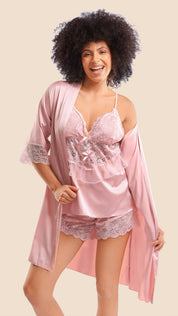 Satin & Lace 3-Piece Cami Set | Bridal Nightwear