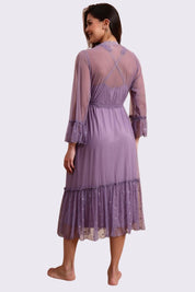 AXTZH Luxurious Women’s Nightwear Ensemble Featuring Long Robe and Inner Slip X0310-MAUVE-F22MO