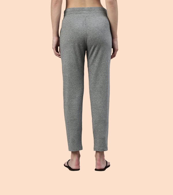 ENAMOR-E060 Medium Grey Melange ESSENTIALS FRENCH TERRY LOUNGE PANTS