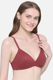 WACOAL BRA 852189 How Perfect Padded Non-wired 3/4th Cup Medium Coverage Seamless T-Shirt Bra - Maroon