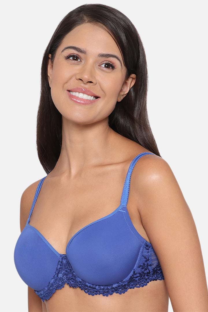 WACOAL BRA 853191 Embrace Lace Contour Padded Wired 3/4th Cup Everyday Wear Medium coverage T-Shirt Bra - Dark Blue