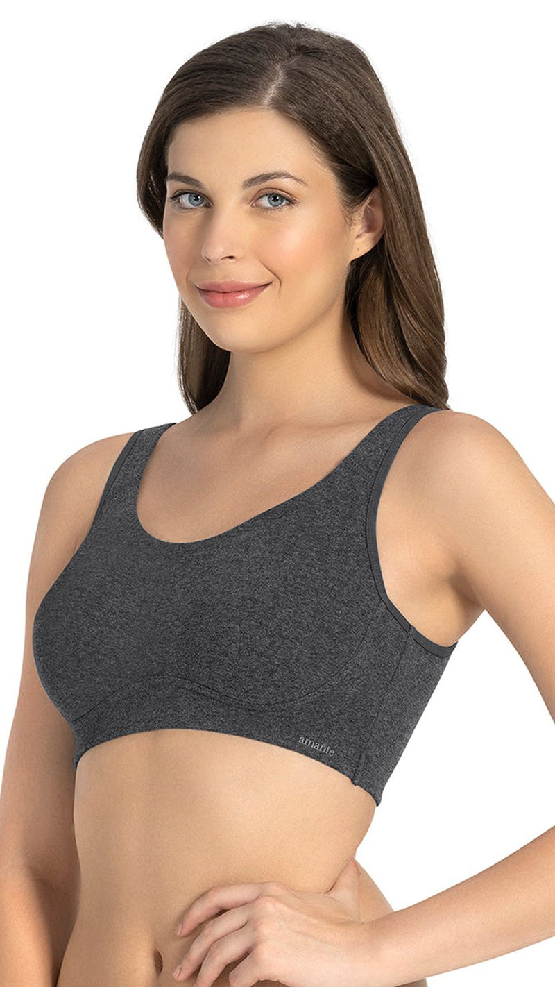 Amante Grey Non-Padded Wirefree Curved Seam Lounge Bra