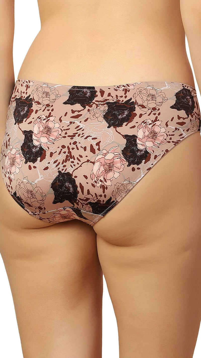 Triumph Brown Floral Print Mid-Rise Brief
