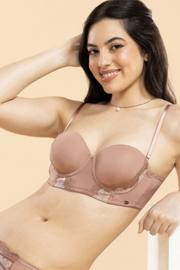 ENAMOR PANTY P143 Nude Rose Ultra Low Waist Bikini with Luxe Embroidered Lace for a Modern, Chic Look