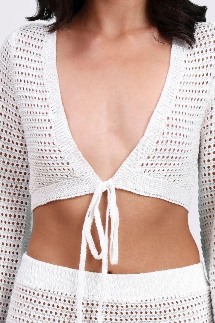 AXTZH Stylish Crochet Beachwear Set Offering Breezy Comfort and Alluring Appeal X4562-WHITE-BW2PF