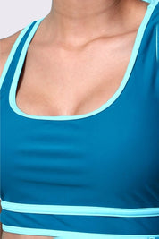 AXTZH Stylish Two-Piece Swim Set Featuring Sleek Bralette and Skirt Overlay Bottom for Women-X2514-TEAL-2PF