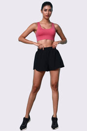 AXTZH High-Waist Outer Shorts with Relaxed Fit and Effortless Everyday Styling X5003-BLACK-ODF