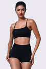 AXTZH Sexy Beachwear Co-Ord Set Featuring Minimalist Crop Top and Fitted Shorts-X4060-BLACK-2PS