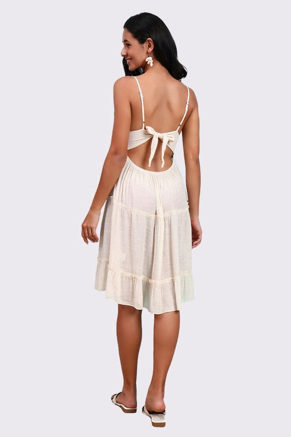 AXTZH Elegant Sarong-Inspired Cover-Up Dress Designed for Beachside Glamour and Comfort-X1081-BEIGE-SNGA1