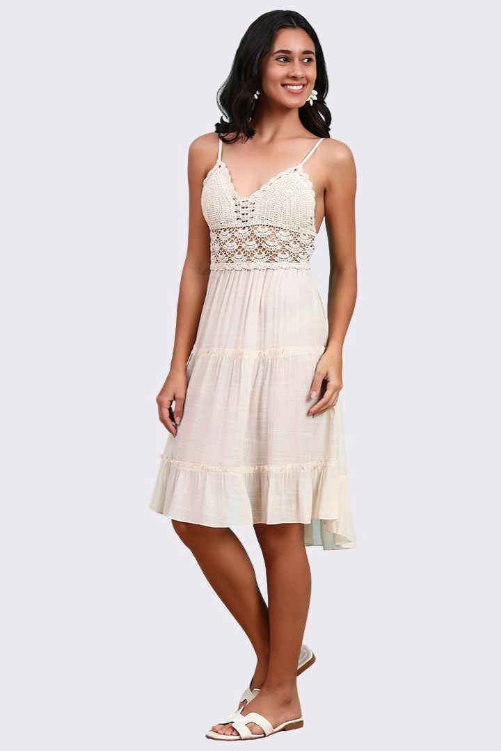 AXTZH Elegant Sarong-Inspired Cover-Up Dress Designed for Beachside Glamour and Comfort-X1081-BEIGE-SNGA1