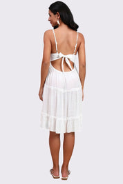 AXTZH Elegant Sarong-Inspired Cover-Up Dress Designed for Beachside Glamour and Comfort-X1081-WHITE-SNGA1