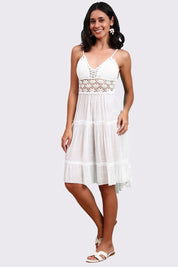 AXTZH Elegant Sarong-Inspired Cover-Up Dress Designed for Beachside Glamour and Comfort-X1081-WHITE-SNGA1