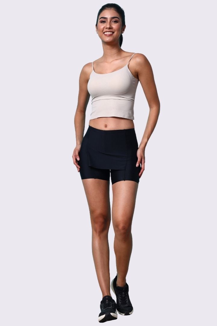 AXTZH One-Piece Seamless Shorts for Women with Smooth Finish and Comfort Waistband-X6021-BLACK-SHSKP1