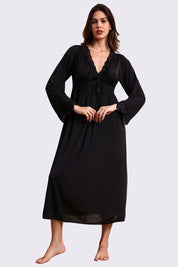 AXTZH Three-Piece Nightwear Set Designed for Grace, Comfort, and Sophistication in Every Detail X2509-BLACK-F2M