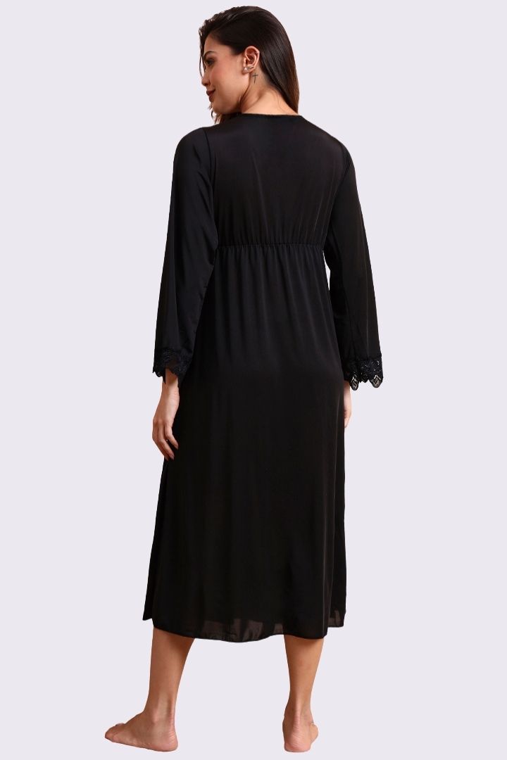 AXTZH Three-Piece Nightwear Set Designed for Grace, Comfort, and Sophistication in Every Detail X2509-BLACK-F2M