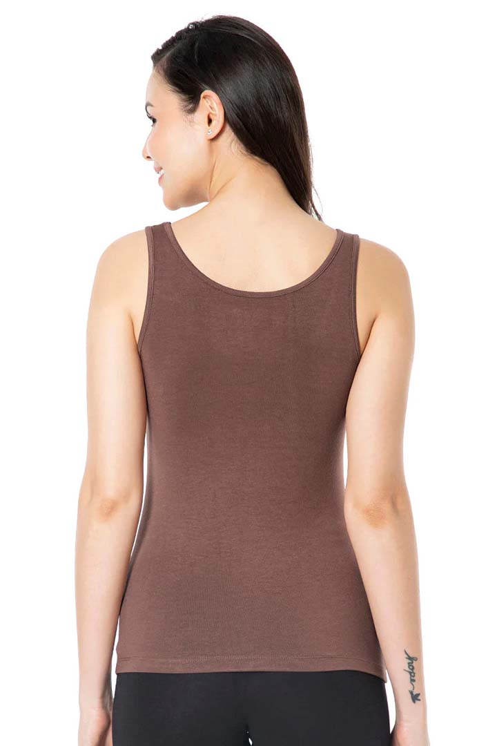 Cacao Nibs AMANTE LIN77101 Broad Straps Body Hugging Modal Vest
