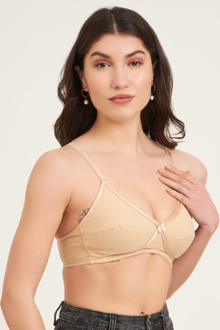 JOCKEY BRA-1242 Wirefree Non Padded Super Combed Cotton Elastane Stretch Medium Coverage Cross Over Everyday Bra