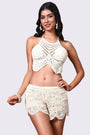 AXZTH Crochet Halter Beachwear Bra Top with Handcrafted Detailing and Playfu-X0169-BEIGE1-BW1PBL
