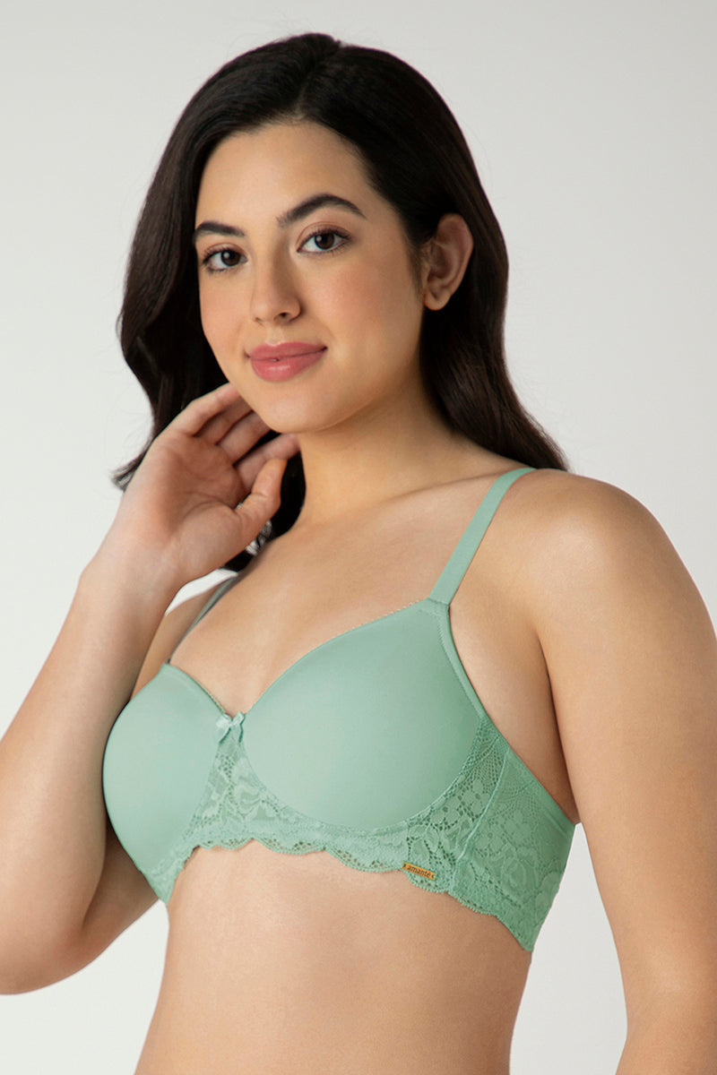 Aqua Foam AMANTE BRA87701 Lace Elegance Solid Padded Non-Wired Bra