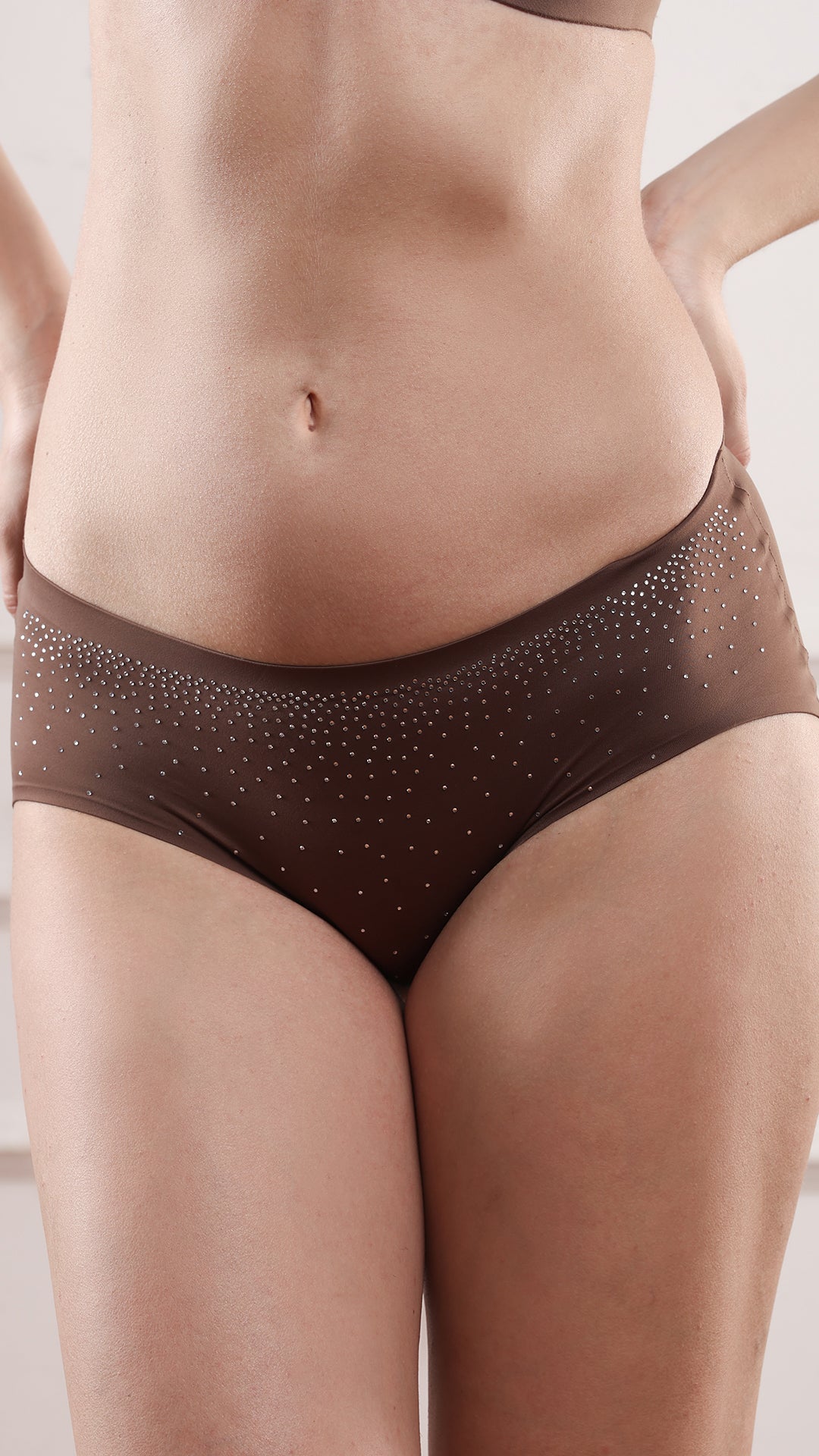 Coffee Diamante Hipster Panty, Classic Coverage