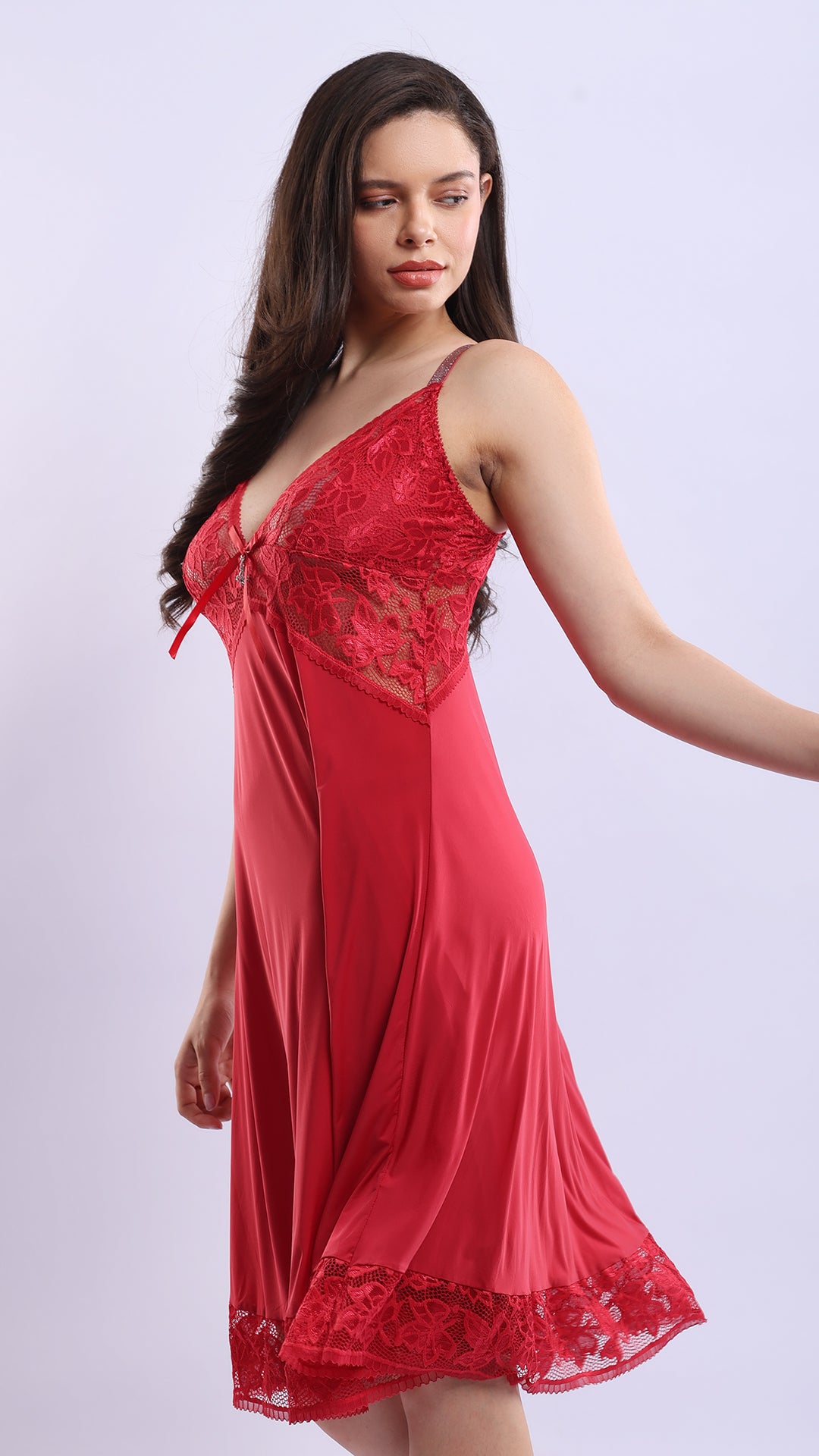 Lace Bodice Soft Fabric Babydoll | Flared Sleepwear