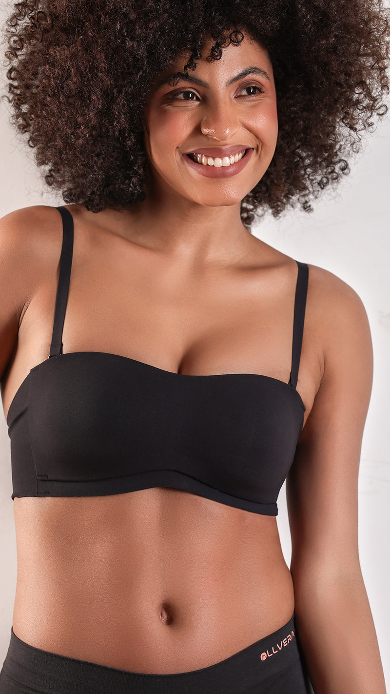 Padded Strapless Bandeau Bra | Bonded Multi-Way Bra with Silicone Grip