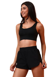 AXTZH Lightweight Outer Shorts Featuring Side Slits and Effortless Comfort-X0116-BLACK-ODF