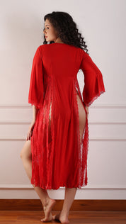Lace Front Slit Night Gown