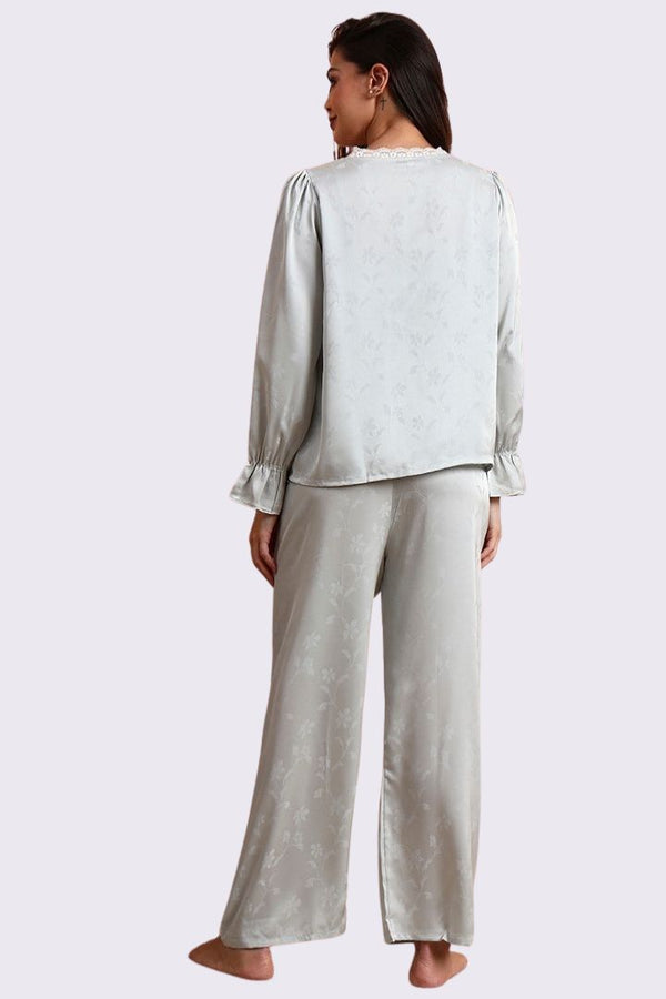 AXTZH Timeless Three-Piece Nightwear Set with Robe, Lace Accents, and Relaxed Fit for Everyday Luxury X0903-ICE-NSL3PS