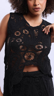 Crochet Sleeveless Beach Top | Handcrafted Open-Weave Cover-Up