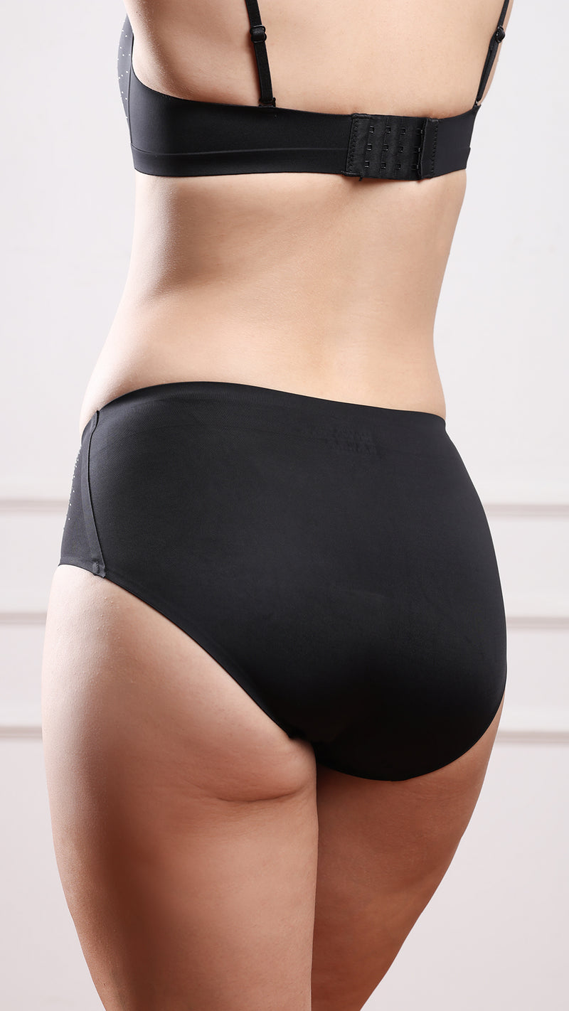 Black Diamante Hipster Panty, Classic Coverage