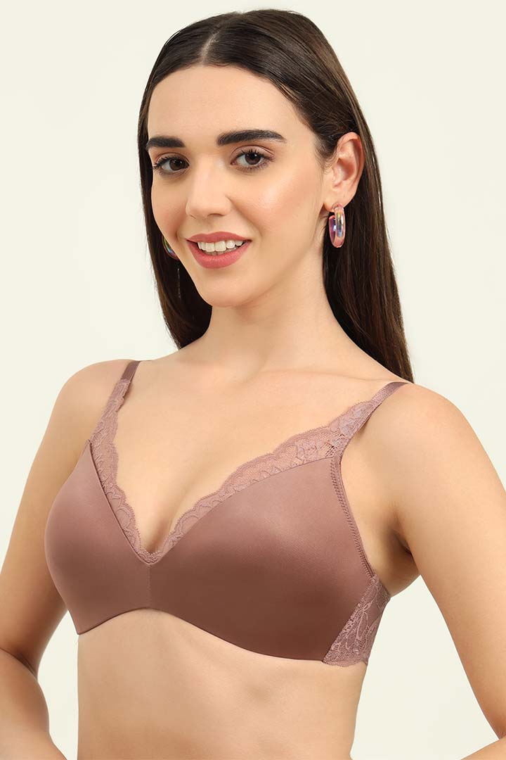 Triumph Bra-110I729 Floral Lace Full Coverage Lightly Padded Seamless T-Shirt Bra With All Day Comfort