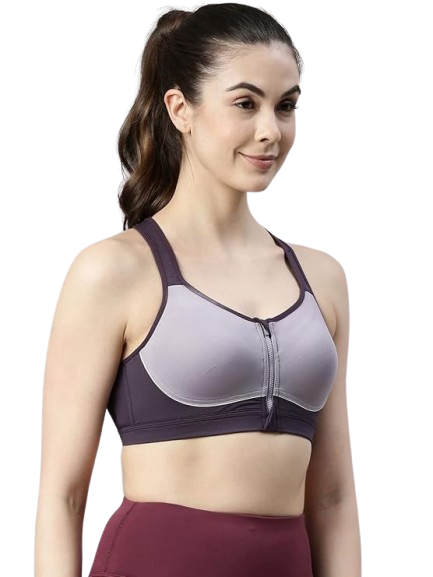 Enamor-SB11 High Impact Sports Bra Padded, Wirefree & Front Zipper