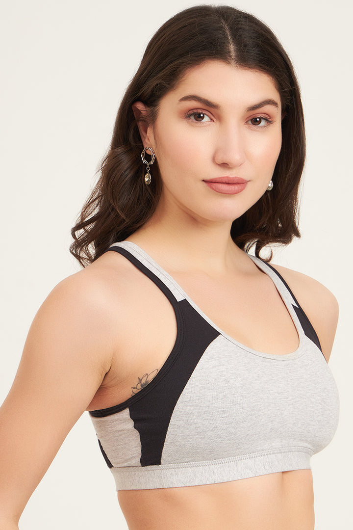 JOCKEY BRA-1380 Wirefree Padded Super Combed Cotton Elastane Stretch Full Coverage Racerback Styling Active Bra with StayFresh and Moisture Move Treatment