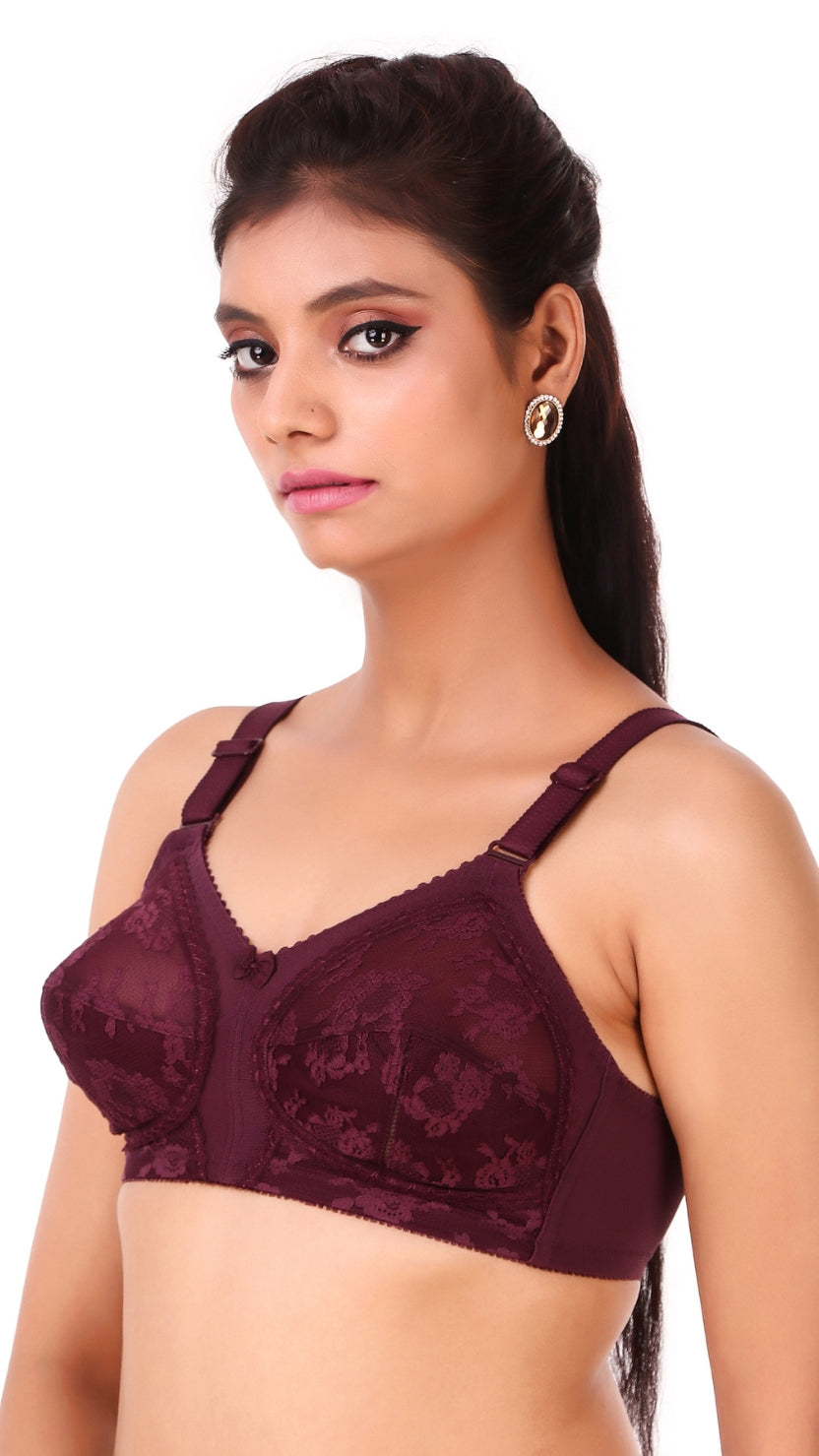 Triumph Purple Wireless Big Cup Cut-N-Sew Lace Bra