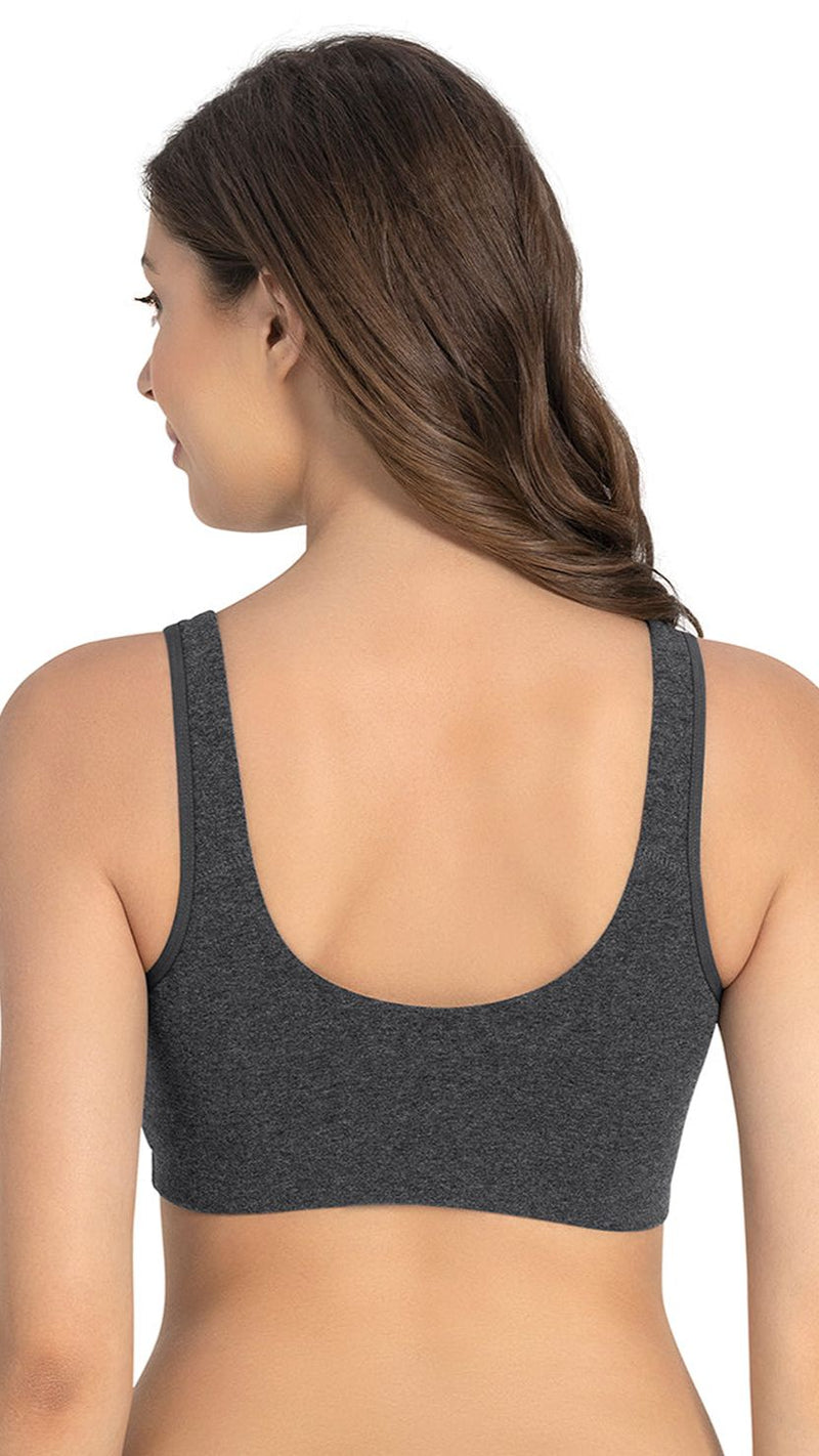 Amante Grey Non-Padded Wirefree Curved Seam Lounge Bra