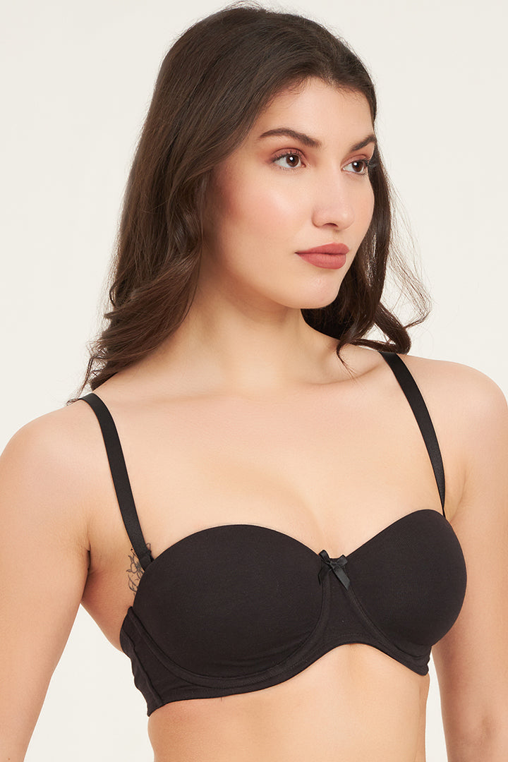 JOCKEY BRA-FE52 Under-Wired Padded Super Combed Cotton Elastane Stretch Full Coverage Strapless Bra with Ultra-Grip Support Band