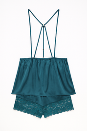 AXTZH 3-Piece Satin Nightwear Set with Robe X7662-TEAL-NSS3PS