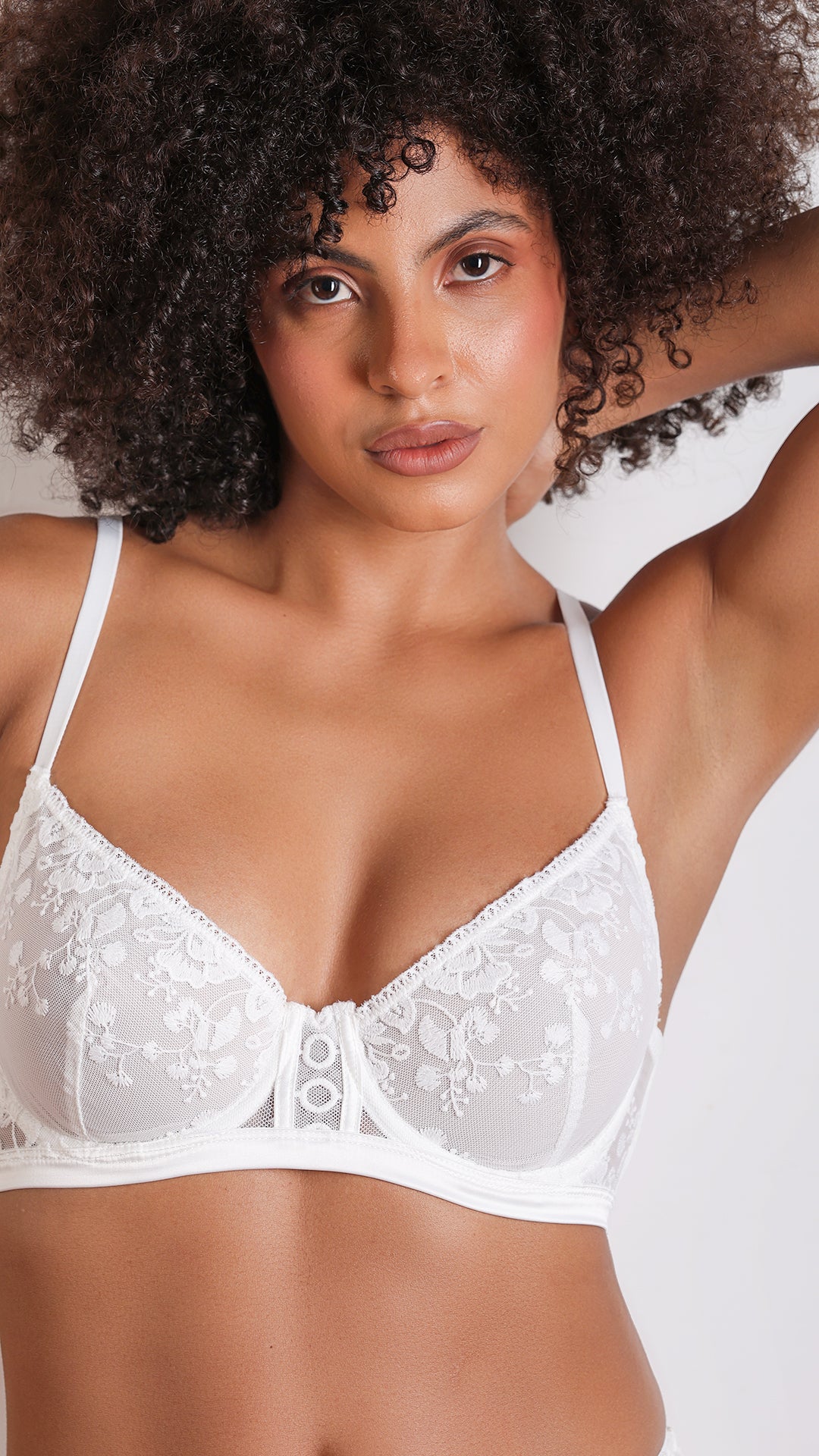 Floral Lace Mid-Coverage Bra | Non-Padded Wired Fancy Bra