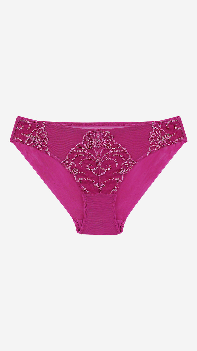 Magenta Embroidered Lace Classic Brief