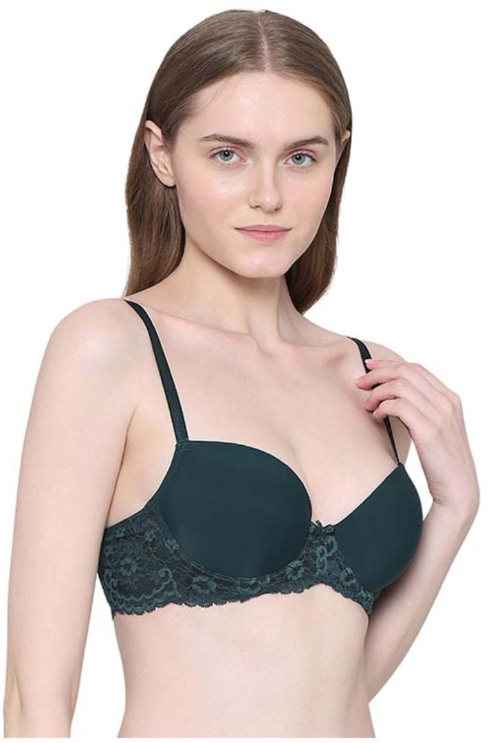 WACOAL BRA BI05B02 Balcony & Beyond Padded Wired Half Cup Everyday Wear Smooth Finish Fashion Bra - Dark Green