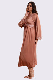 AXTZH Three-Piece Nightwear Set Designed for Grace, Comfort, and Sophistication in Every Detail X2509-APRICOT-F2M