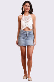 AXTZH Crochet Halter Beachwear Bra Top with Handcrafted Detailing and Playful Design-X0169-WHITE1-BW1PBL