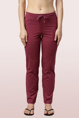 ENAMOR-E014 Burgundy Melan ESSENTIALS COTTON LOUNGE PANTS