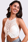 AXTZH Crochet Halter Beachwear Bra Top with Handcrafted Detailing and Playful Design-X0169-WHITE1-BW1PBL